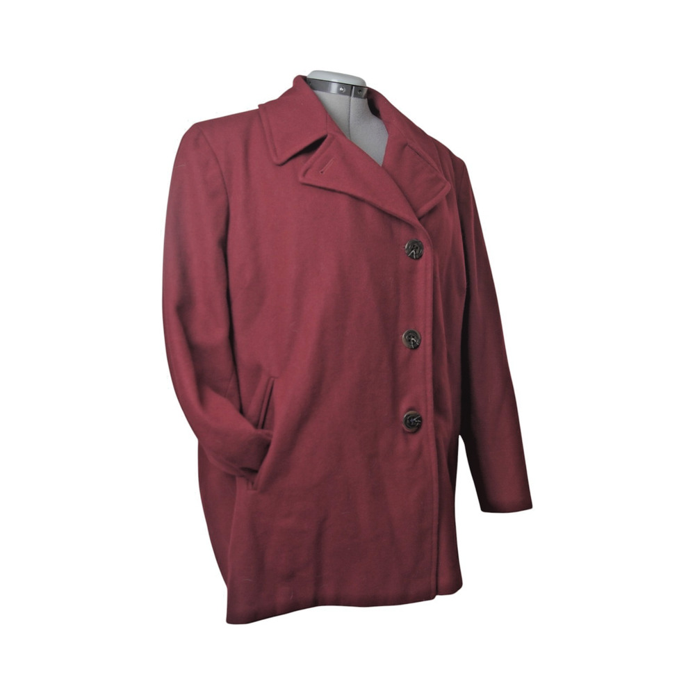 Marvin Richards Burgundy Peacoat Women’s 18 Plus Size Lined Winter Coat - Picture 4 of 12